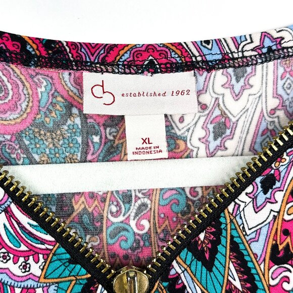 Dress Barn Peacock Pattern Sleeveless Zipper Front Maxi Dress Size XL - Picture 3 of 11